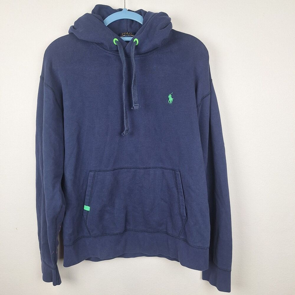 Polo Ralph Lauren Performance Mens Large Navy Blue Hoodie Pullover Pony Logo